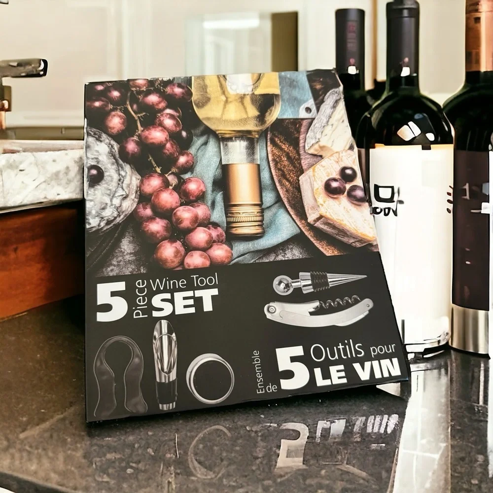 🍇 5-Piece Wine Tool Set - NEW, Unopened with Slight Box Damage 🍷 Wine Opener